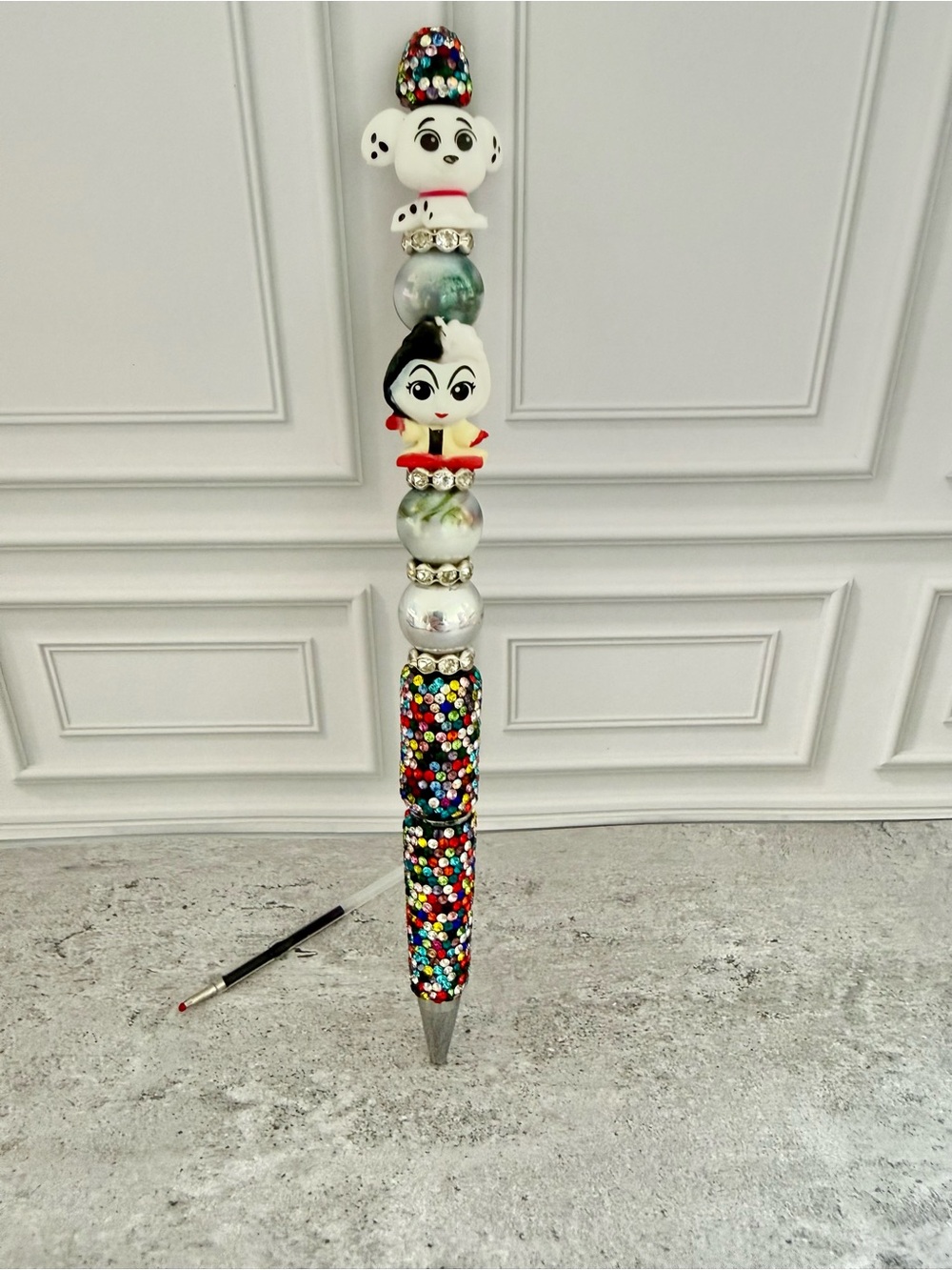 🐾✨ 101 Dalmatians Multicolored Rhinestone Pen. Comes With Ink Refill